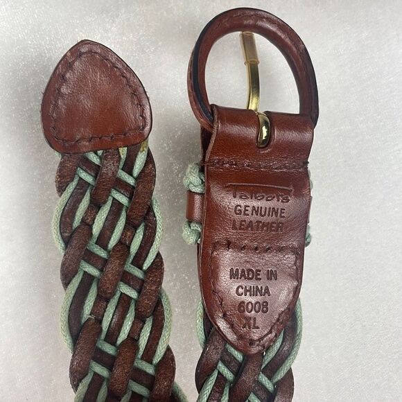 Talbots Leather and Cord Braided Belt XL - Cognac, Mint Green - Picture 7 of 8